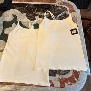 NWT white stretch camisoles Size M set of two